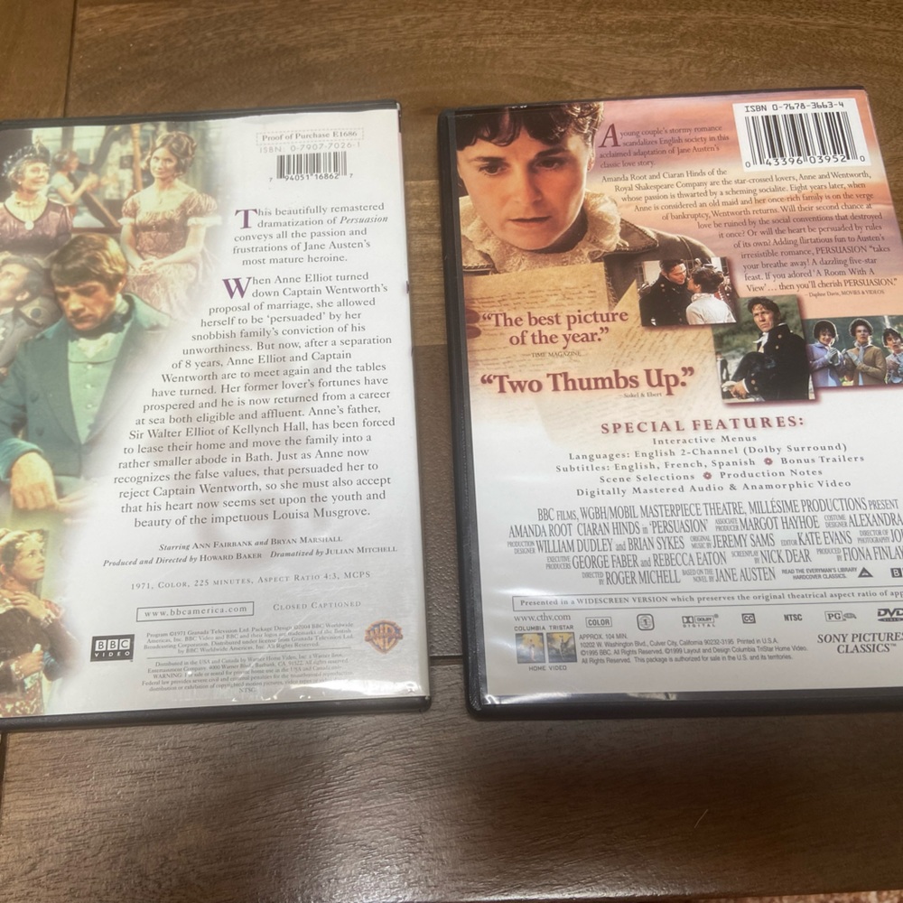 Jane Austin’s Persuasion Dvd Bundle of 2 Versions - Picture 3 of 14